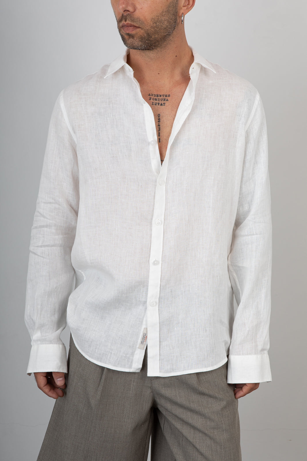 Camicia lino GIANNI LUPO - GL7619S BIANCO