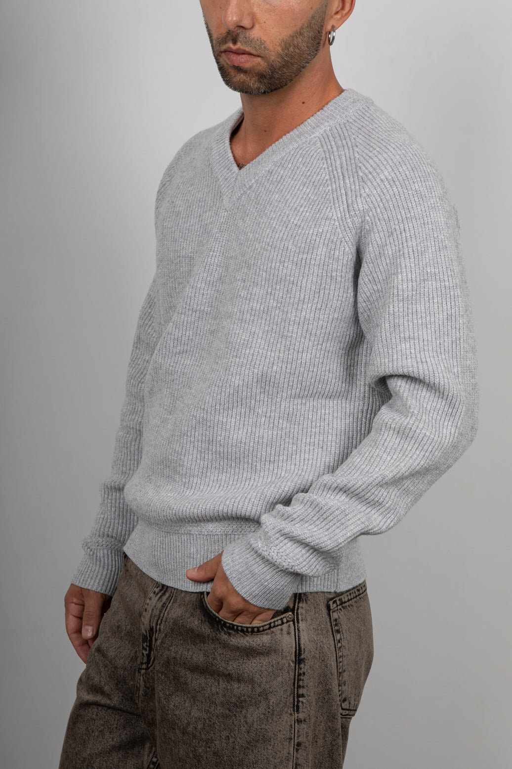 Maglione scollo V GIANNI LUPO - GREY GL35229