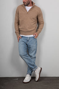 Maglione mezza zip INDICODE - BEIGE 35-912