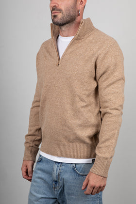 Maglione mezza zip INDICODE - BEIGE 35-912