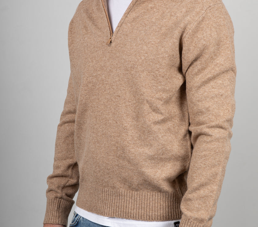 Maglione mezza zip INDICODE - BEIGE 35-912