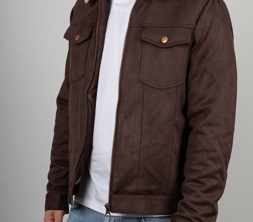 Giubbotto sherpa in suede INDICODE - Marrone 15-977