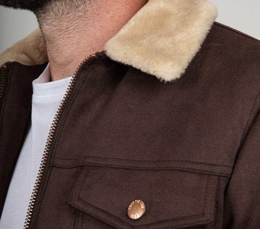 Giubbotto sherpa in suede INDICODE - Marrone 15-977