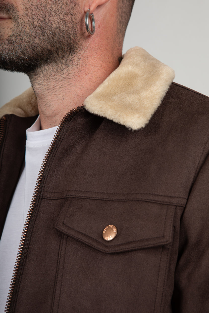 Giubbotto sherpa in suede INDICODE - Marrone 15-977