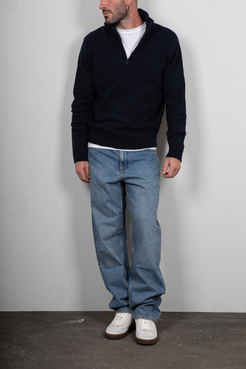 Maglione mezza zip INDICODE - NAVY 35-912