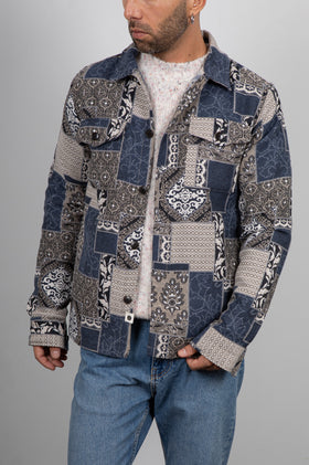 Giacca camicia jacquard effetto patch ANERKJENDT-902106