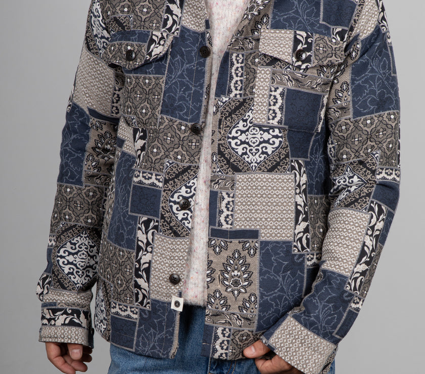 Giacca camicia jacquard effetto patch ANERKJENDT-902106