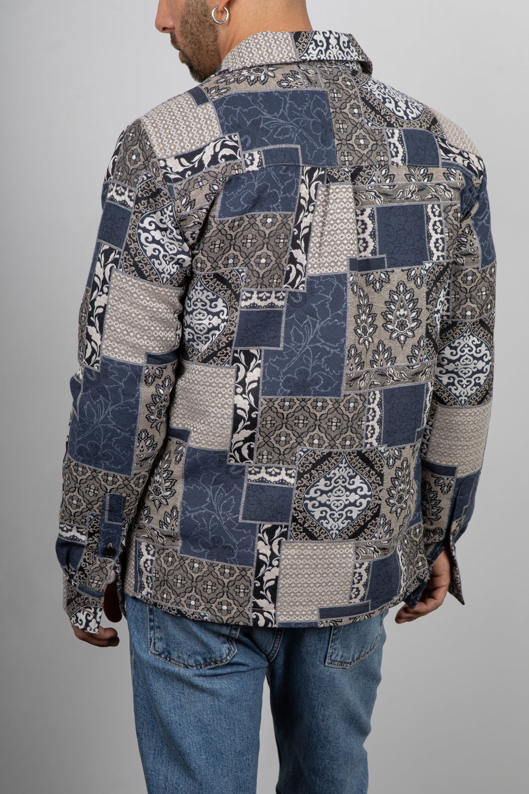 Giacca camicia jacquard effetto patch ANERKJENDT-902106