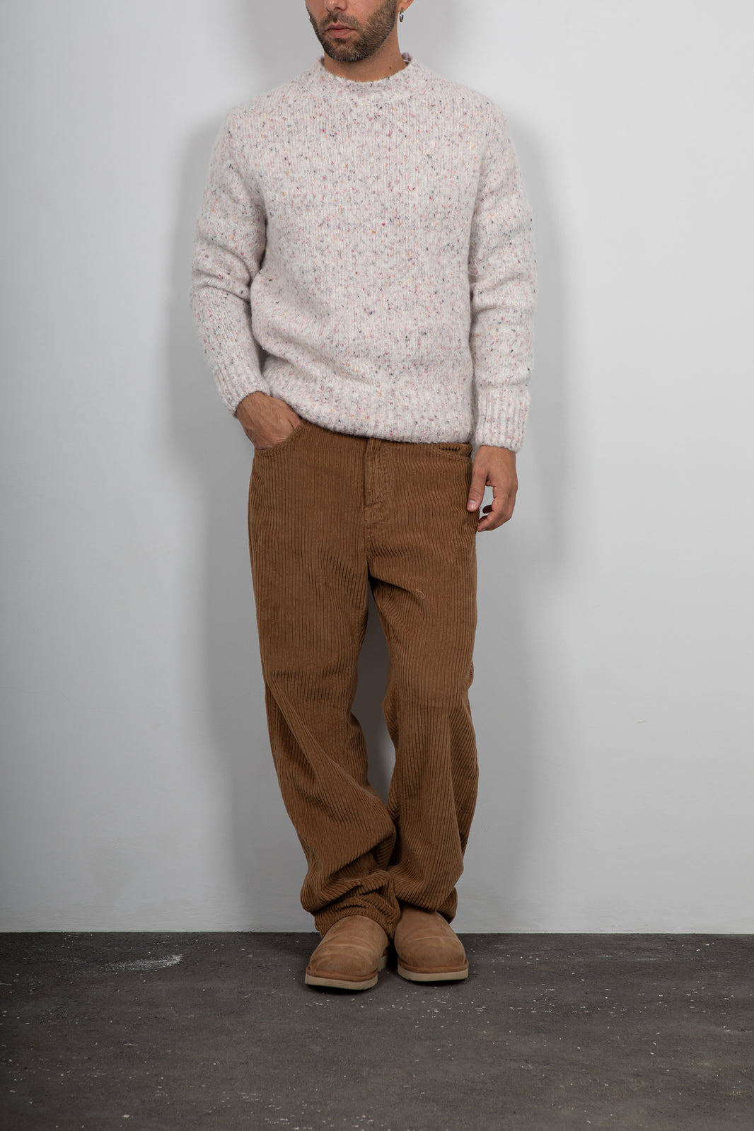 Maglione alpaca effetto Donegal S001 - OFF WHITE KEVIN8001