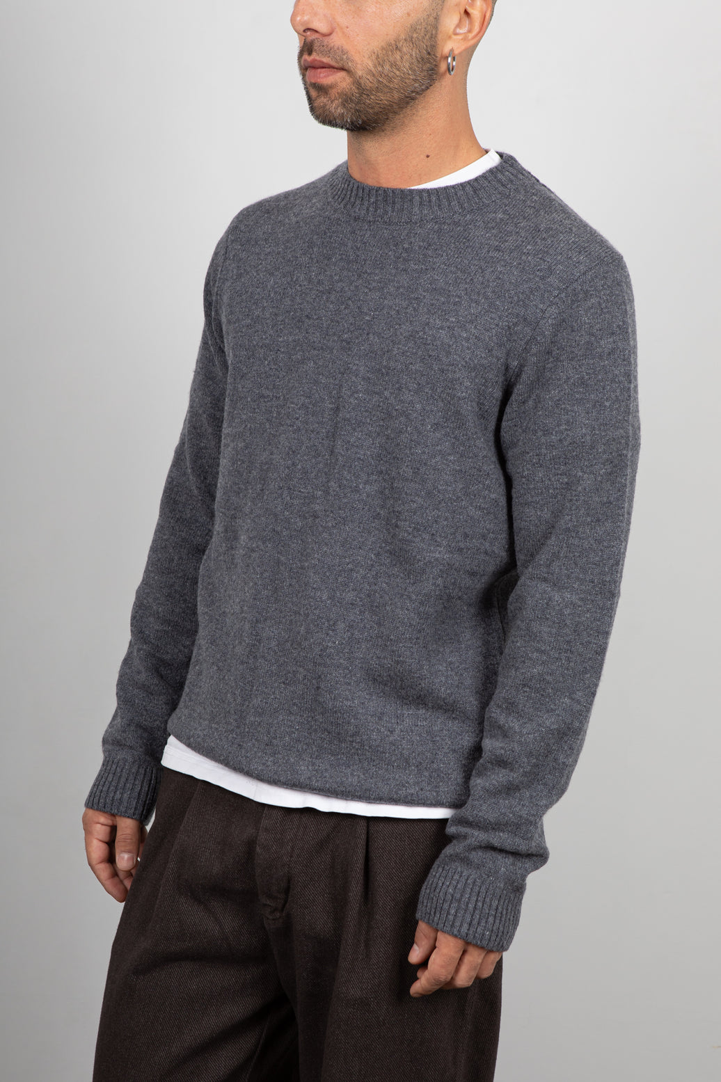 Maglione in merinos ANERKJENDT - DARK GREY 902154