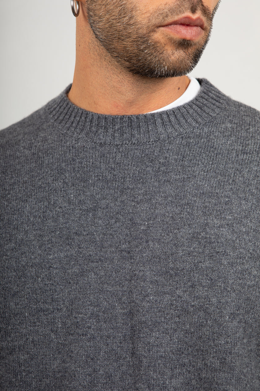 Maglione in merinos ANERKJENDT - DARK GREY 902154