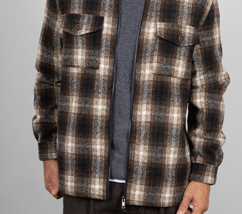 Giacca camicia a quadri ANERKJENDT  - MARRONE 902012