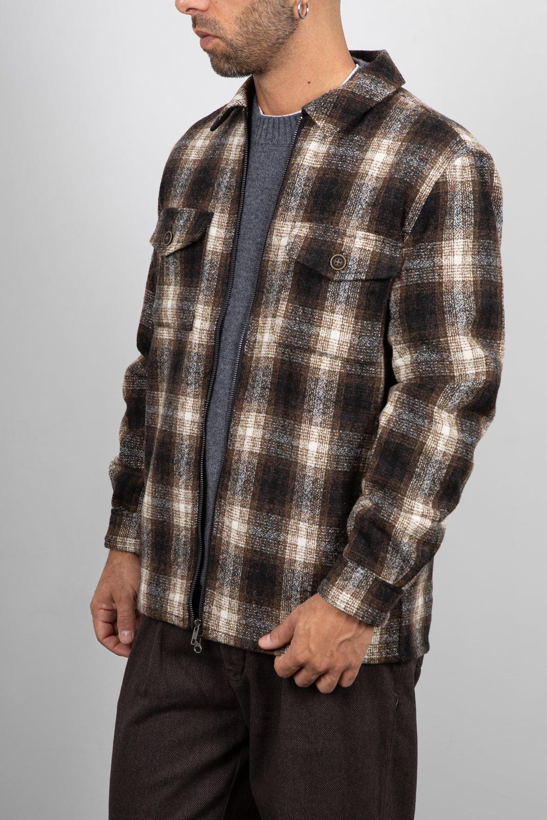 Giacca camicia a quadri ANERKJENDT  - MARRONE 902012