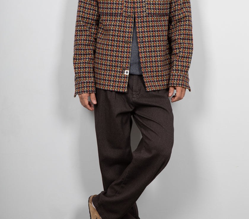 Giacca camicia a quadri ricamata ANERKJENDT - MARRONE 902014