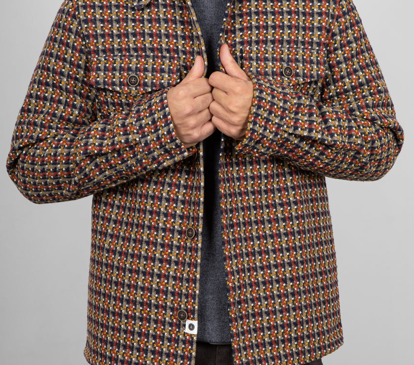 Giacca camicia a quadri ricamata ANERKJENDT - MARRONE 902014