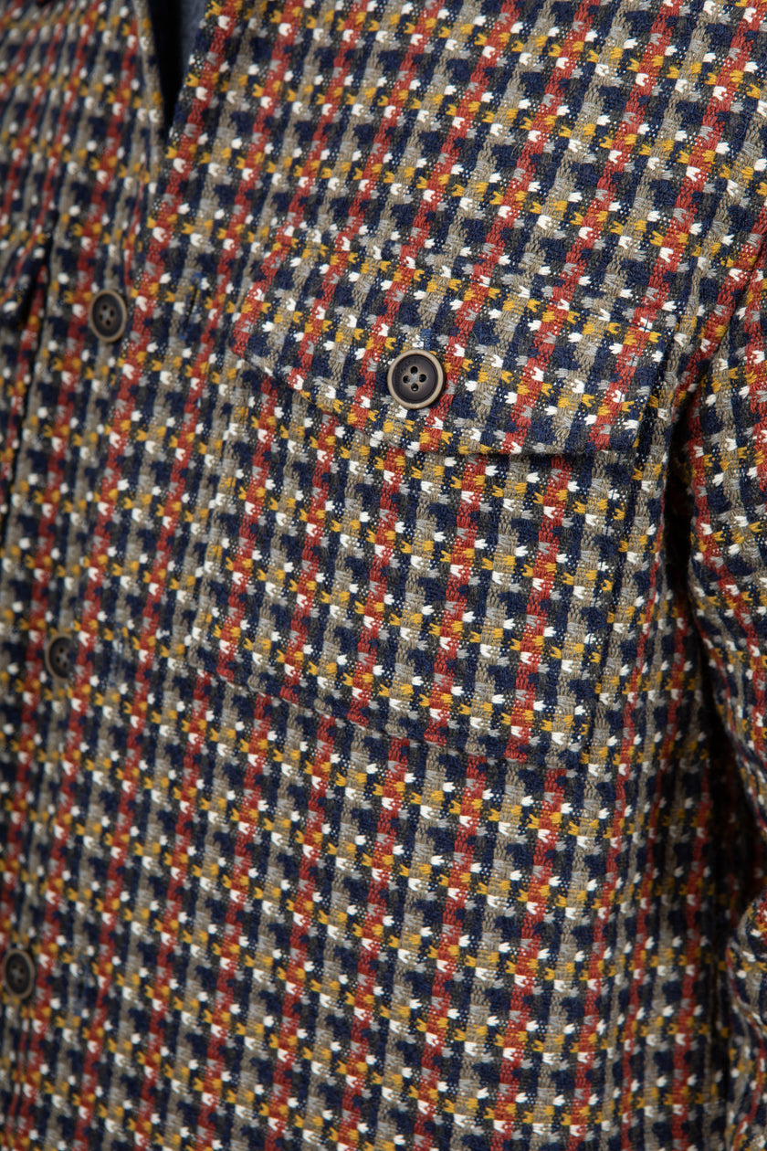 Giacca camicia a quadri ricamata ANERKJENDT - MARRONE 902014