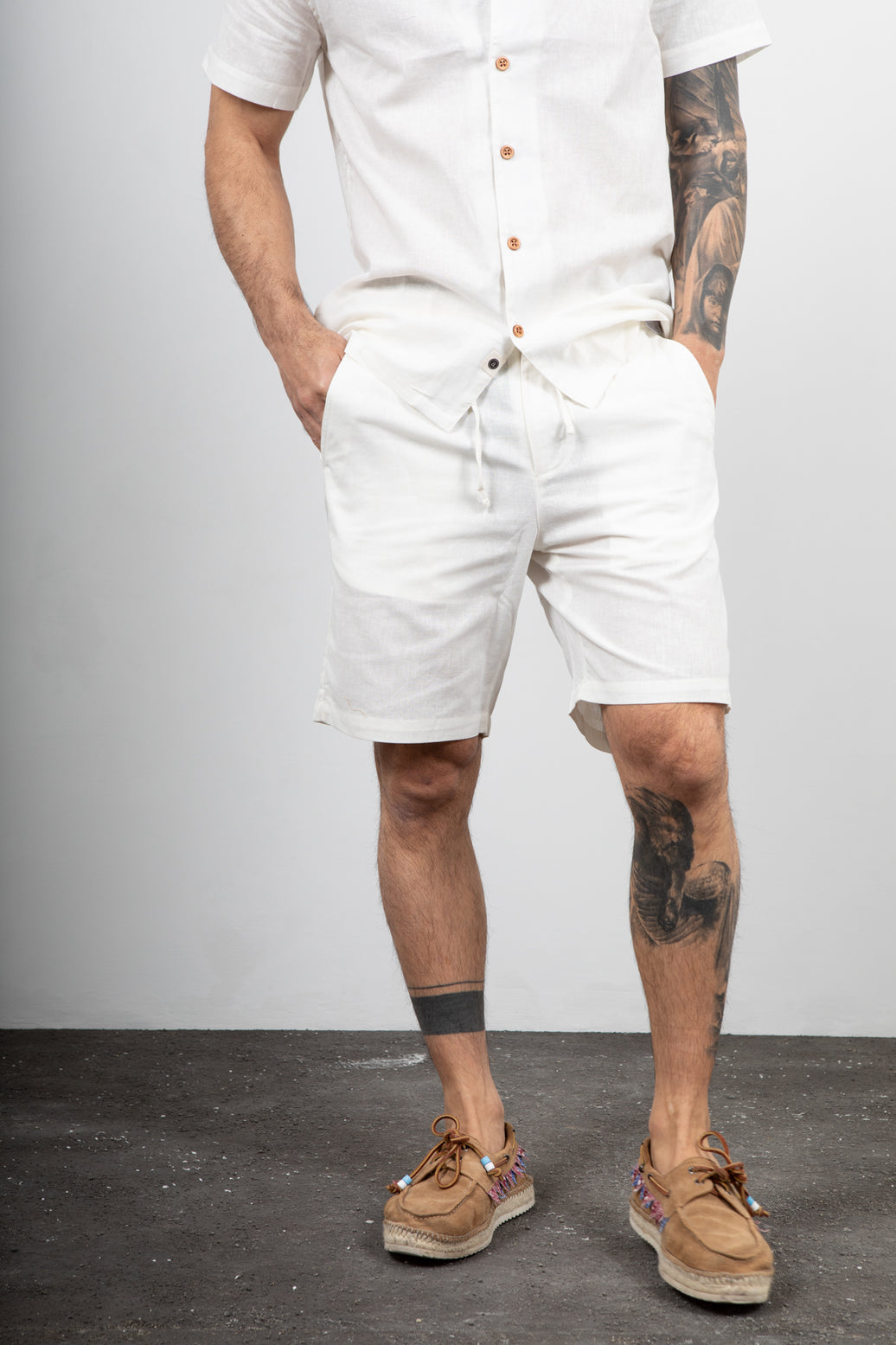 Bermuda misto lino ANERKJENDT - JAMES 901937 TOFU