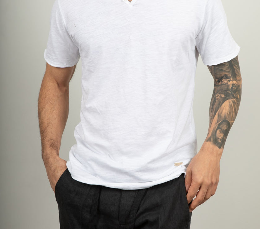 T-shirt serafino GIANNI LUPO - LT19232 BIANCA