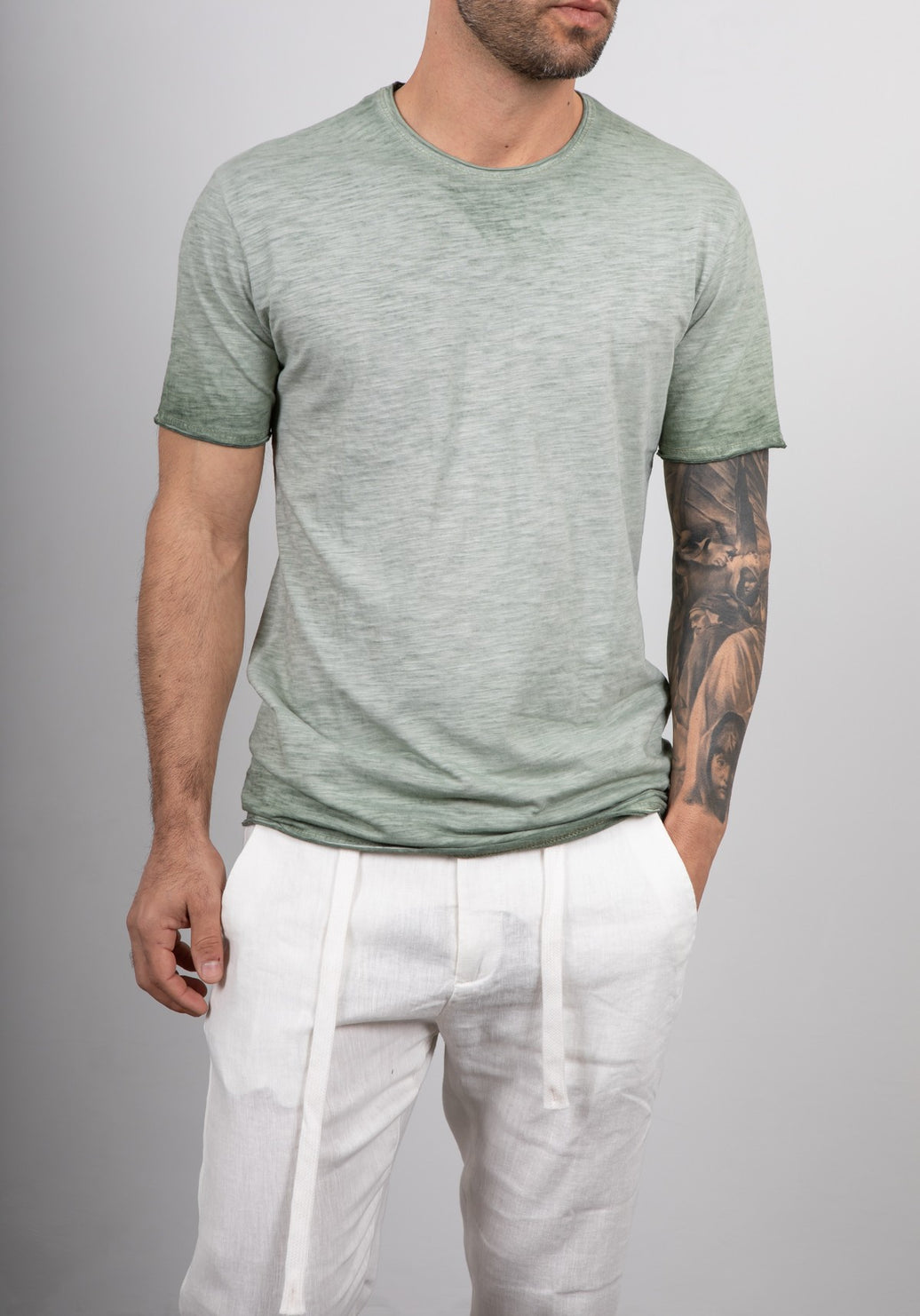 T-shirt taglio vivo GIANNI LUPO - GM107310 MILITARY