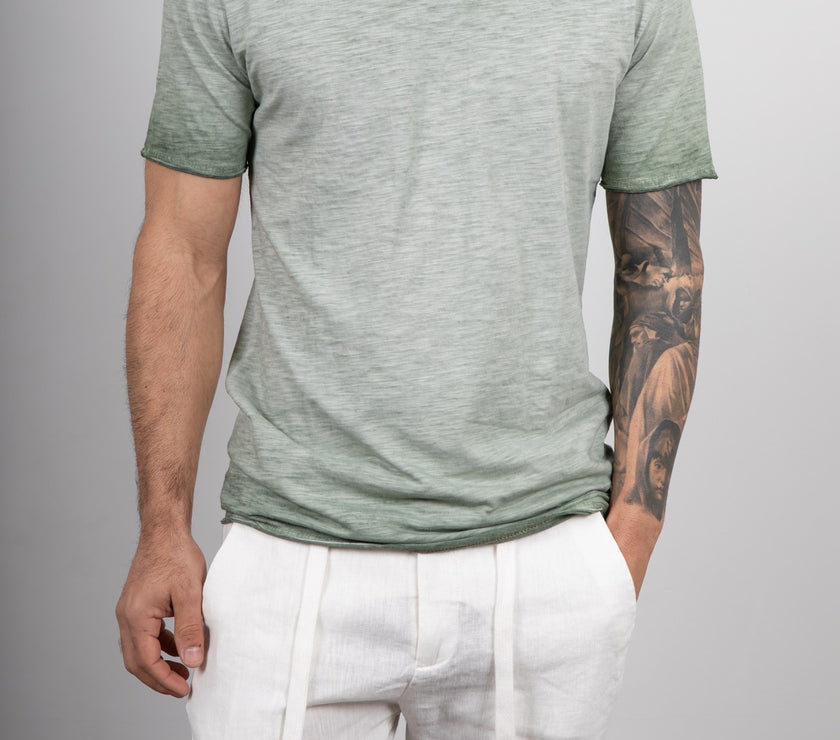 T-shirt taglio vivo GIANNI LUPO - GM107310 MILITARY