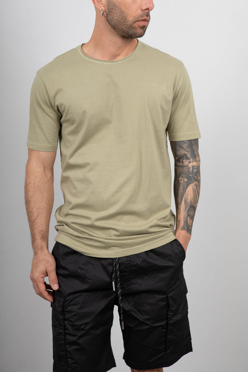 T-shirt taglio vivo GIANNI LUPO - GL893F MILITARY