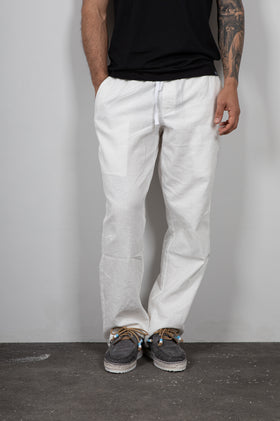 Pantaloni in lino WOODBIRD - 2416-202 OFF WHITE