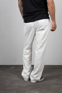 Pantaloni in lino WOODBIRD - 2416-202 OFF WHITE