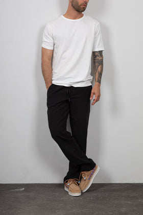 Pantaloni in lino WOODBIRD - 2416-202 BLACK