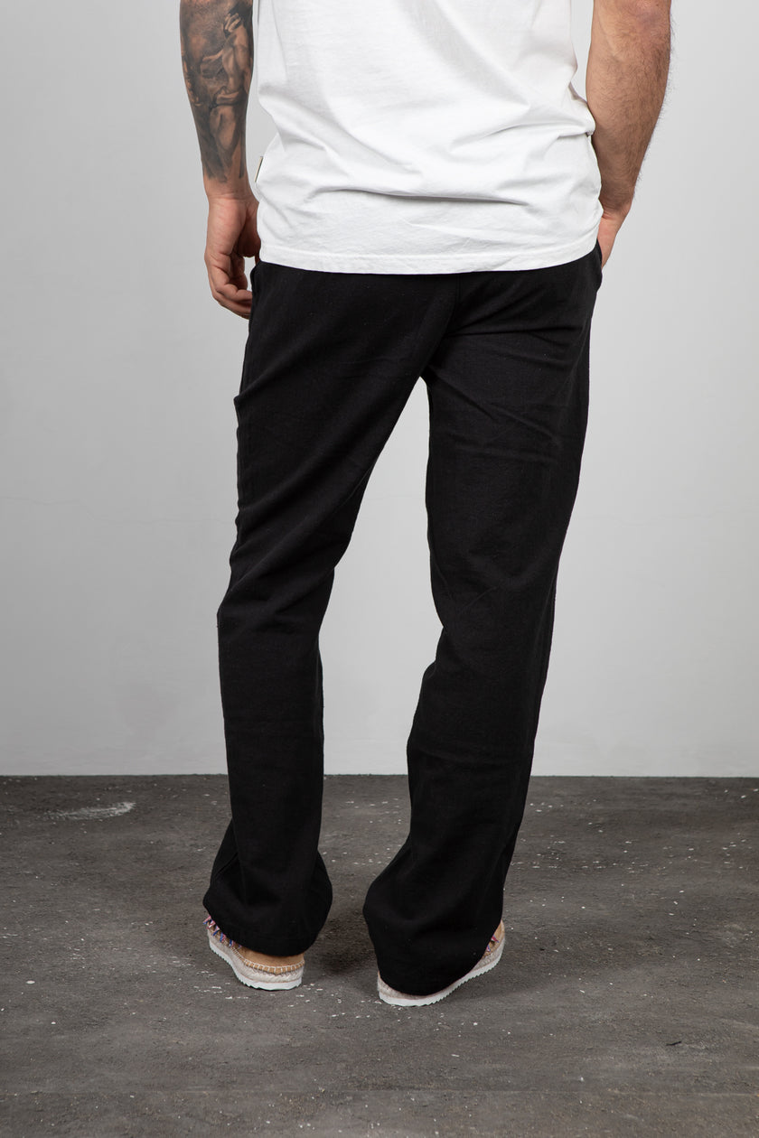 Pantaloni in lino WOODBIRD - 2416-202 BLACK