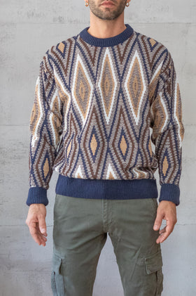 Maglione BERNA- BLU/CAFFE 246046