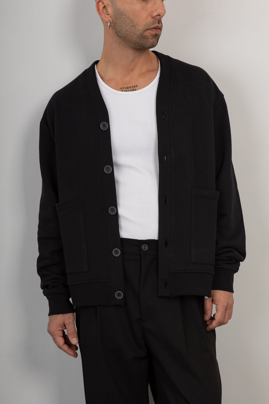 Cardigan in jersey WOC - SEATTLE 026FL NERO