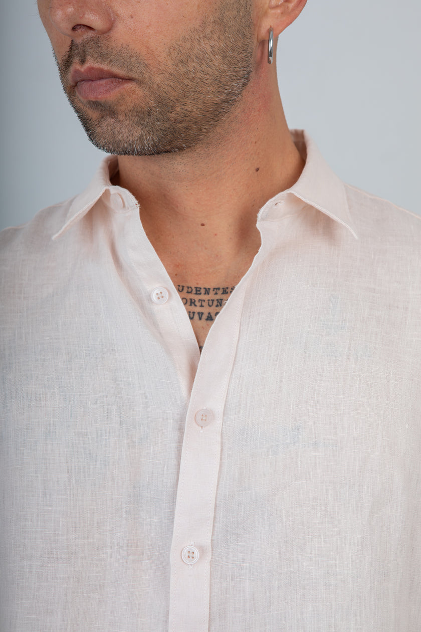 Camicia lino GIANNI LUPO - GL7619S ROSA