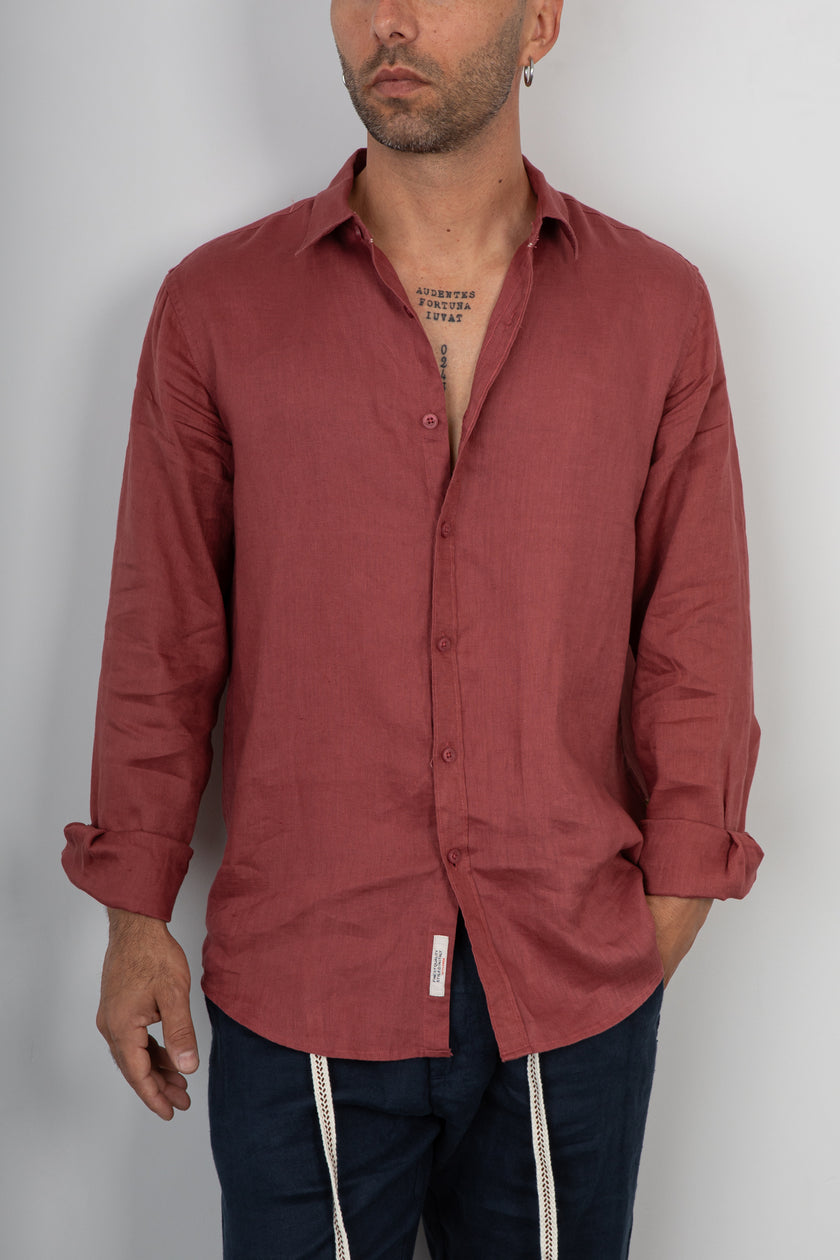 Camicia lino GIANNI LUPO - GL7619S ROSSO INDIA