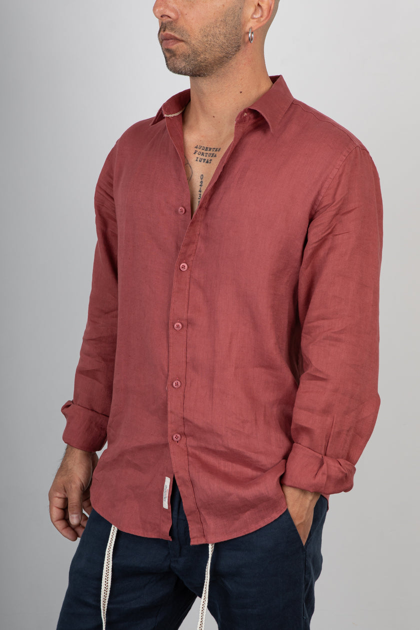 Camicia lino GIANNI LUPO - GL7619S ROSSO INDIA