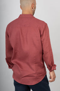 Camicia lino GIANNI LUPO - GL7619S ROSSO INDIA