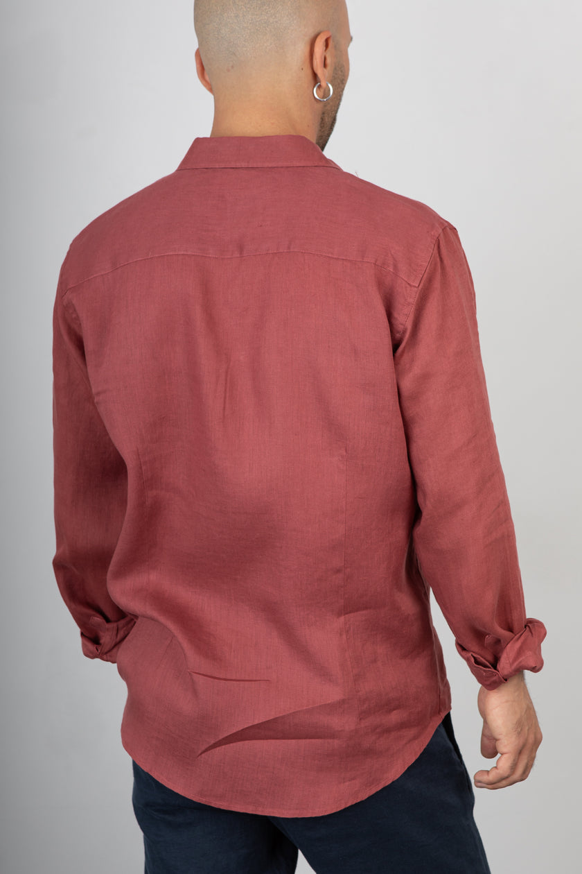 Camicia lino GIANNI LUPO - GL7619S ROSSO INDIA
