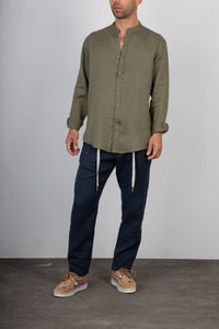 Camicia coreana in lino GIANNI LUPO - GL7620S MILITARY