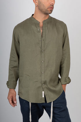 Camicia coreana in lino GIANNI LUPO - GL7620S MILITARY