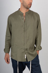 Camicia coreana in lino GIANNI LUPO - GL7620S MILITARY