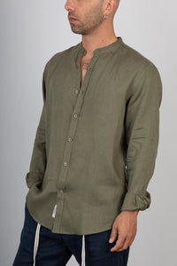 Camicia coreana in lino GIANNI LUPO - GL7620S MILITARY