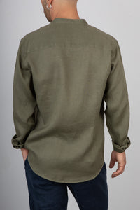 Camicia coreana in lino GIANNI LUPO - GL7620S MILITARY