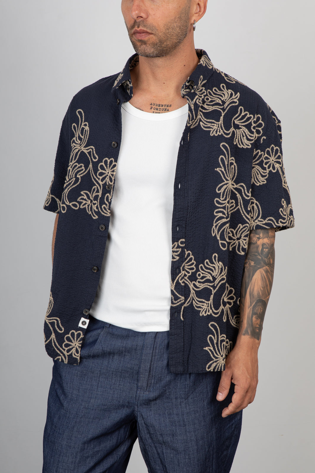 Camicia ricamata ANERKJENDT - 902324 SKY CAPTAIN