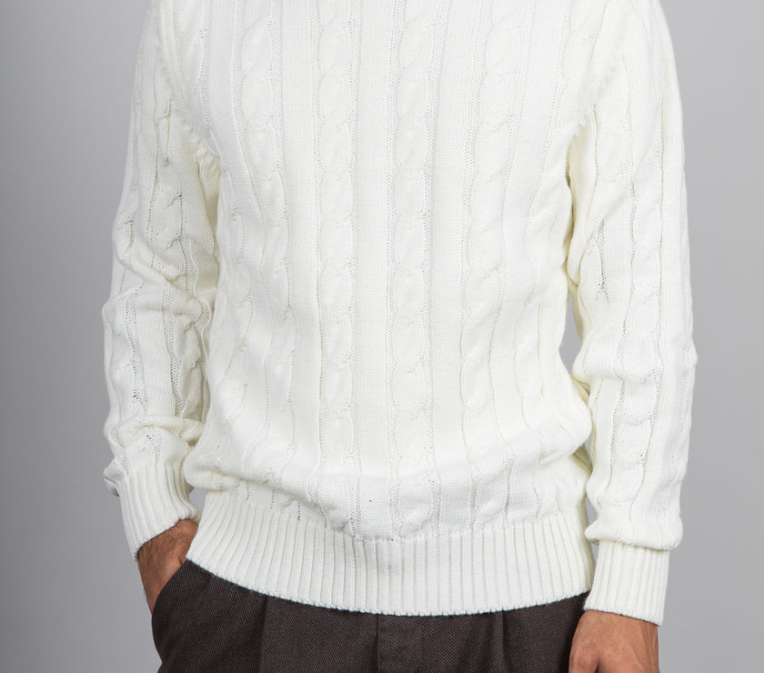 Maglione a trecce TELAMIRA - PANNA MA2050