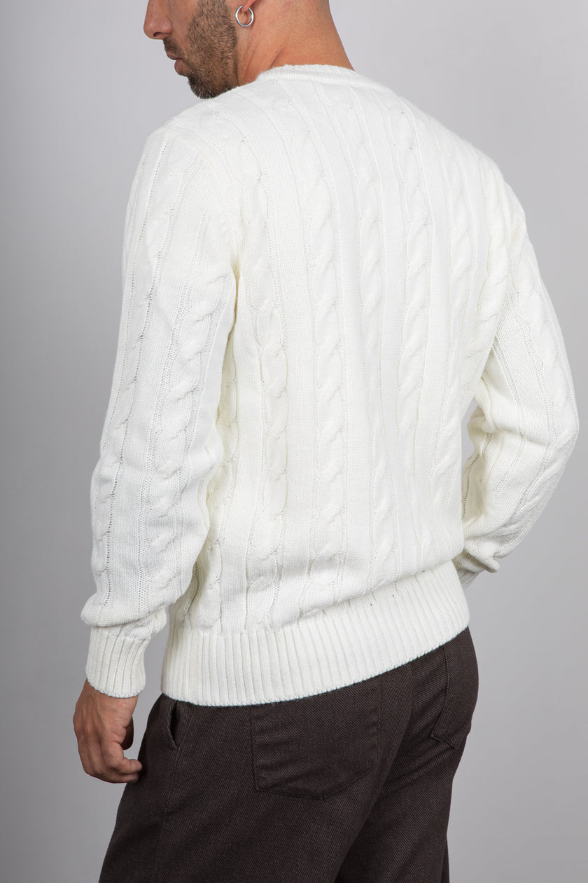 Maglione a trecce TELAMIRA - PANNA MA2050