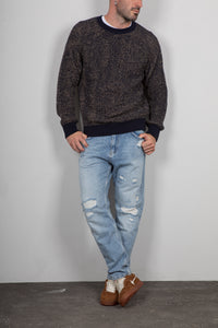 Maglione costa inglese TELAMIRA - BLU/CAMMELLO MA2060