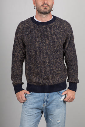 Maglione costa inglese TELAMIRA - BLU/CAMMELLO MA2060