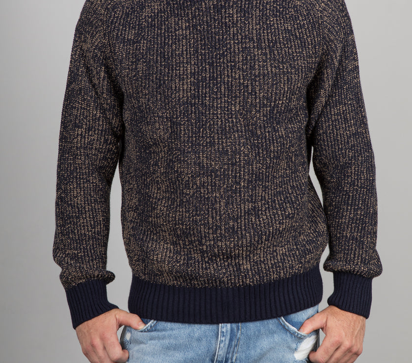 Maglione costa inglese TELAMIRA - BLU/CAMMELLO MA2060