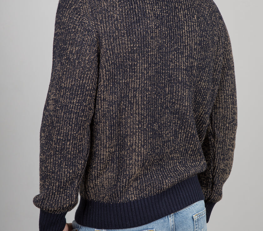 Maglione costa inglese TELAMIRA - BLU/CAMMELLO MA2060