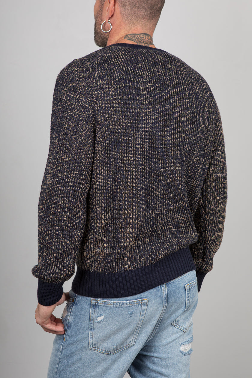 Maglione costa inglese TELAMIRA - BLU/CAMMELLO MA2060