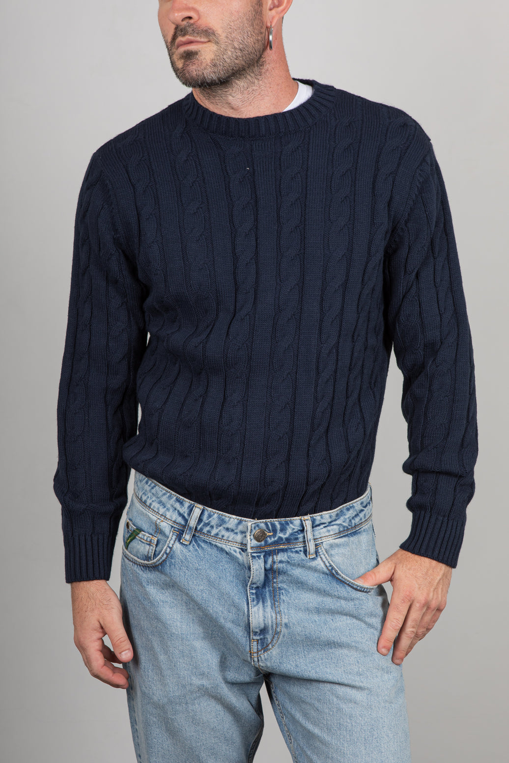 Maglione a trecce TELAMIRA - BLU MA2050